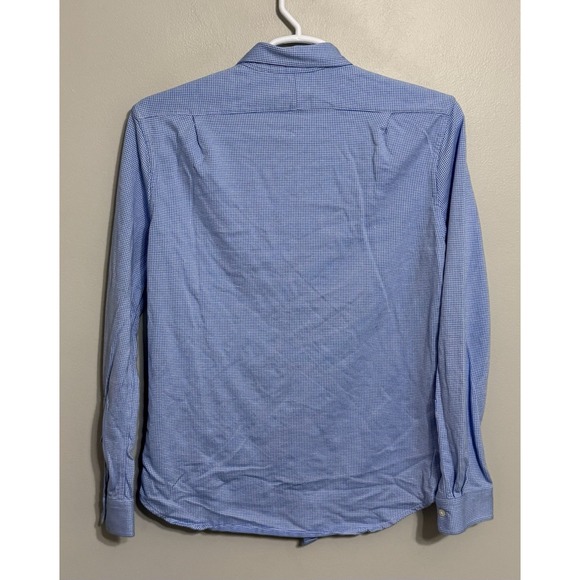 Polo Ralph Lauren Men's Medium Blue Houndstooth Flannel Long Sleeve Button Up - Picture 3 of 5